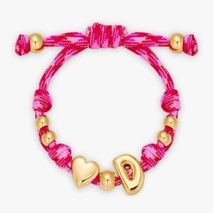 NEW 14K Gold-Plated Knotty Bubble Letter Initial Heart Bracelet